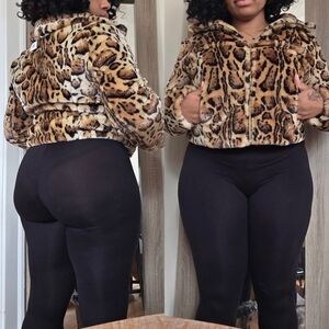 ☆Cache Leopard Print Fur Jacket☆